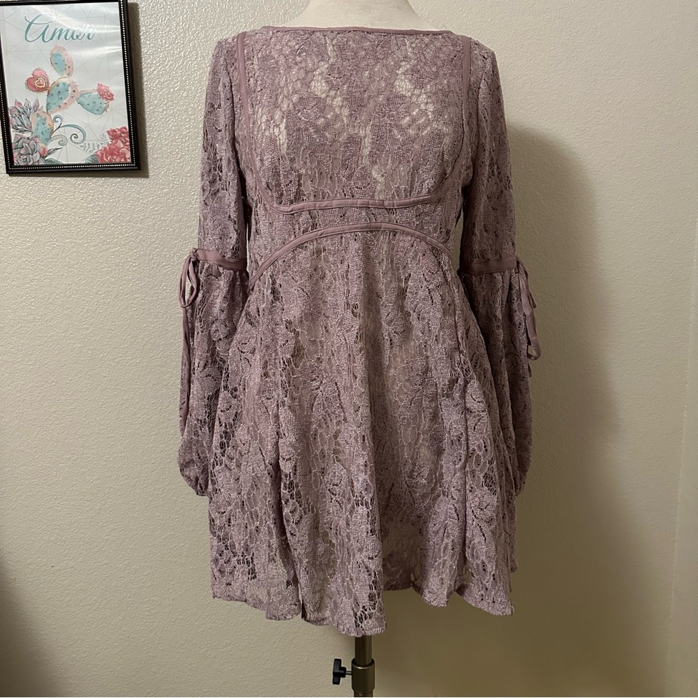 Free People‎ Ruby Lace Mini Dress Sz M - Picture 2 of 11